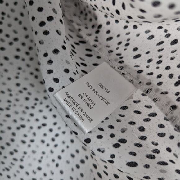 Maison d’ Amélie White & Black Dotted Ruffle Trim Blouse Size L - Picture 8 of 8
